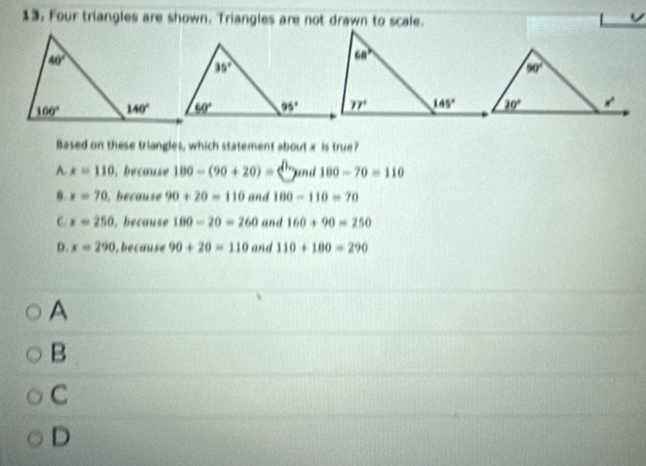 Solved: Four triangles are shown. Triangles are not drawn to scale ...