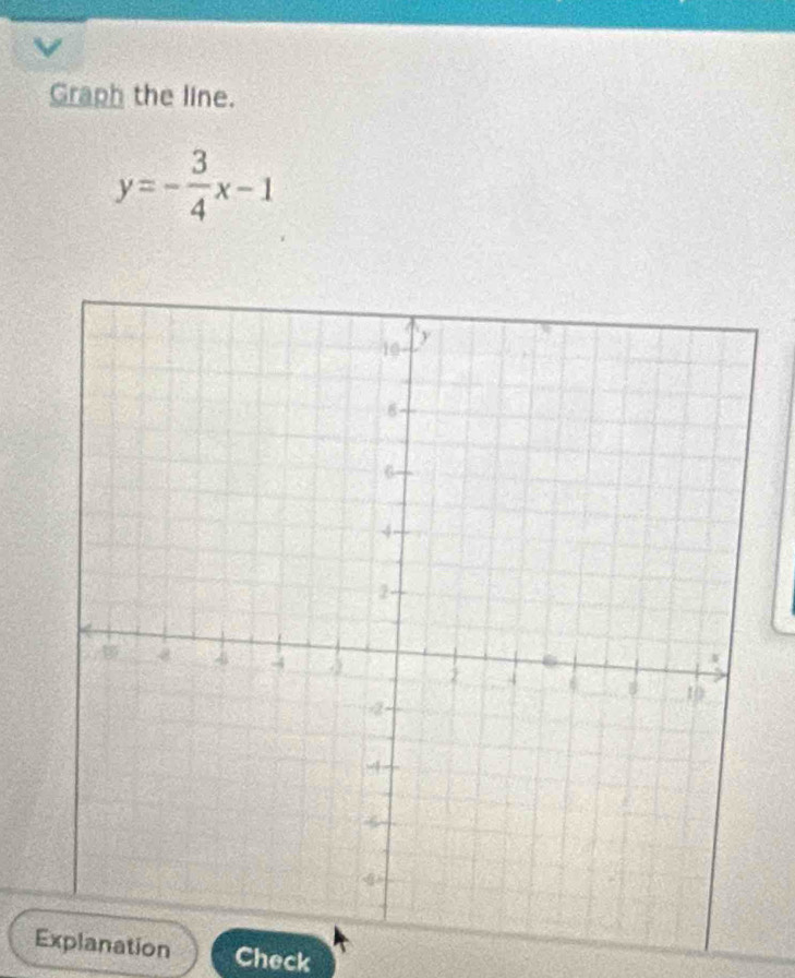 Graph the line.
y=- 3/4 x-1
Explanation Check