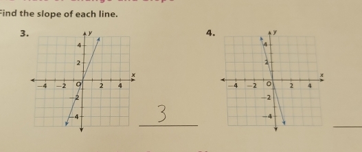 Find the slope of each line. 
3 A. 

_ 
_