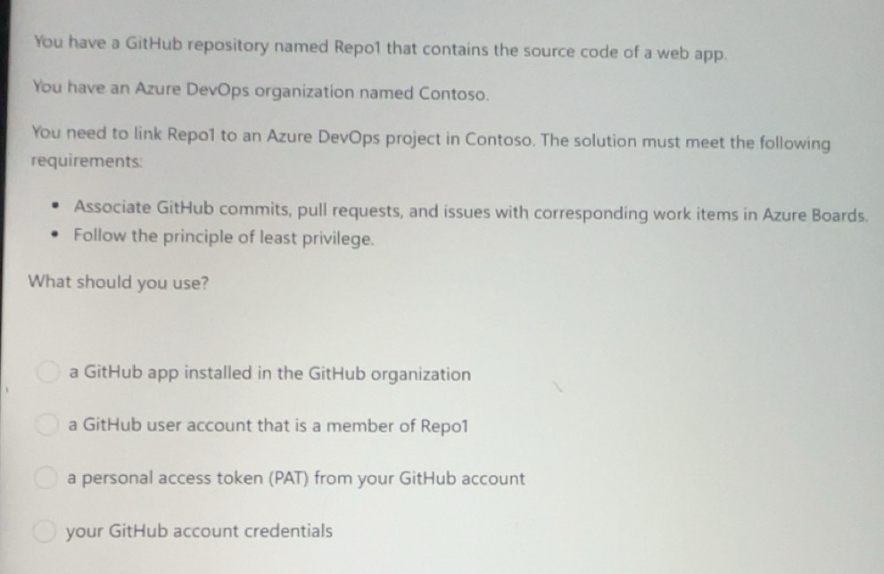 Solved: You have a GitHub repository named Repo1 that contains the ...