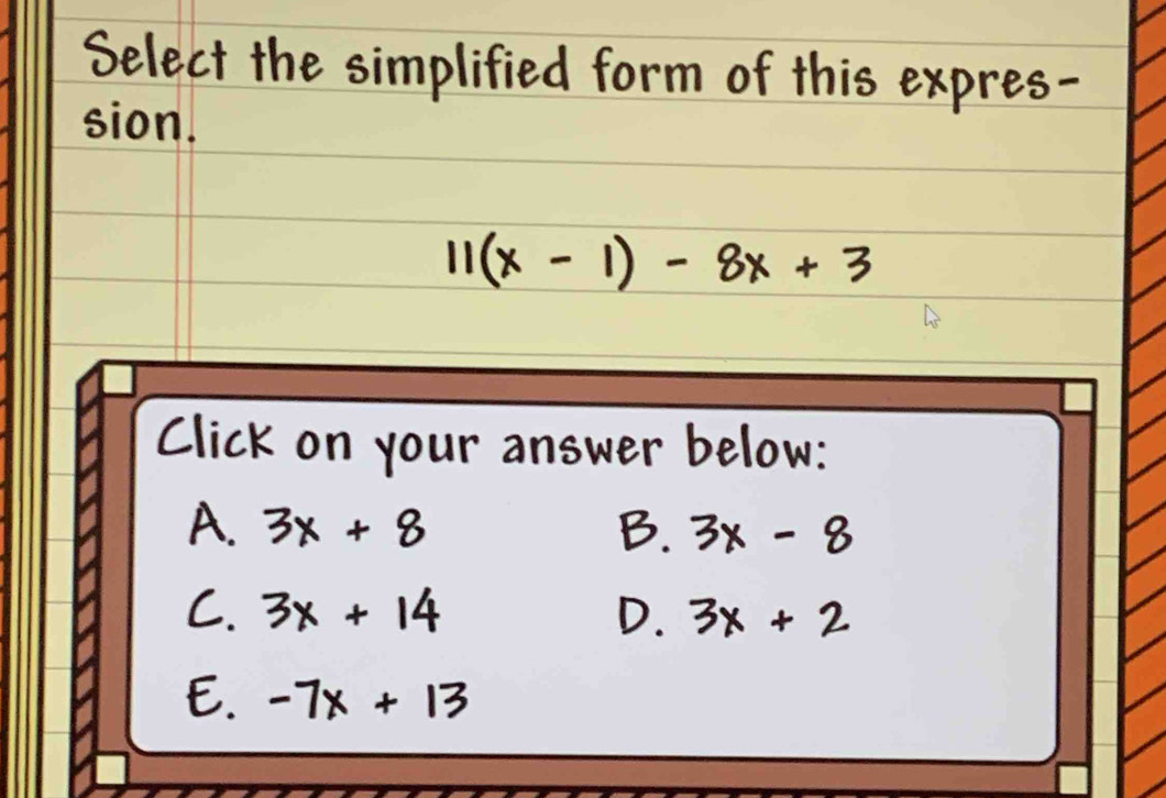 Select the simplified form of this e a 
sion.