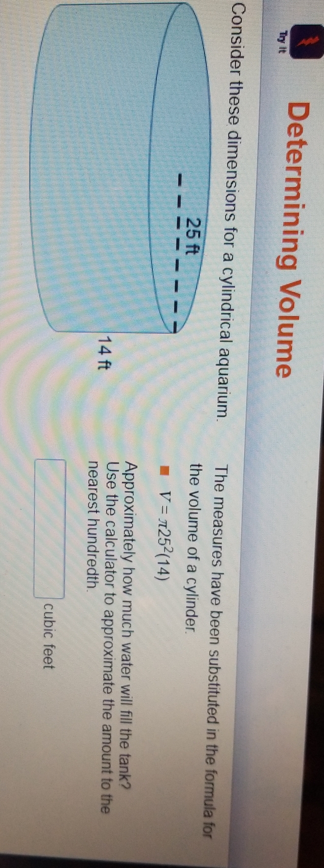 Solved: Try It Determining Volume Consider these dimensions for a ...