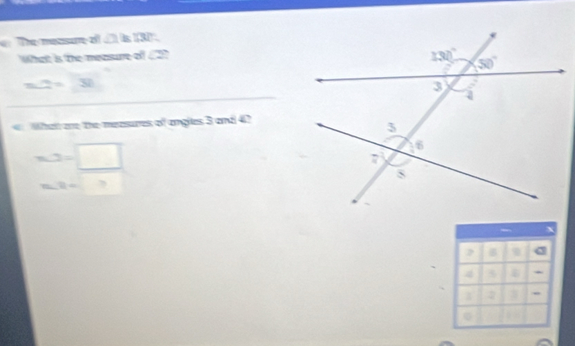 और meरsया-सी □ ≌ □
What is the measure of ∠ 2
=2=30
Whatt are the measures of anglles 3 and 4?
m.2=□
m∠ B=?
`

5
z 2
