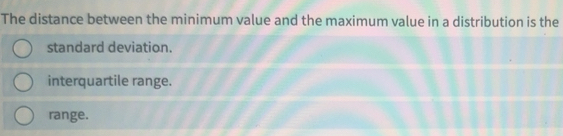 Solved: The distance between the minimum value and the maximum value in ...