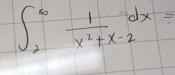 ∈t _2^((∈fty)frac 1)x^2+x-2dx=