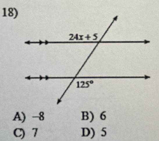 A) -8 B) 6
C) 7 D) 5