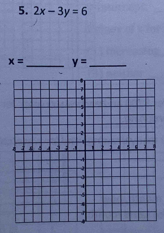 2x-3y=6
x=
_ y= _