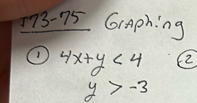 173-75 GrAphing
4x+y<4</tex> 2
y>-3