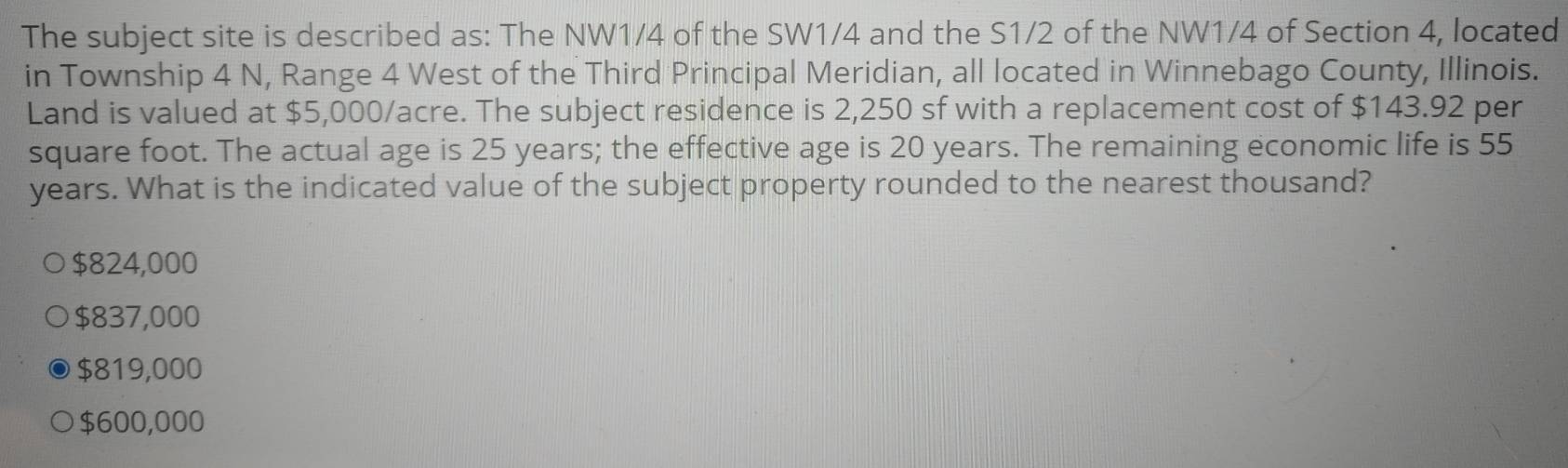 Solved: The subject site is described as: The NW1/4 of the SW1/4 and ...
