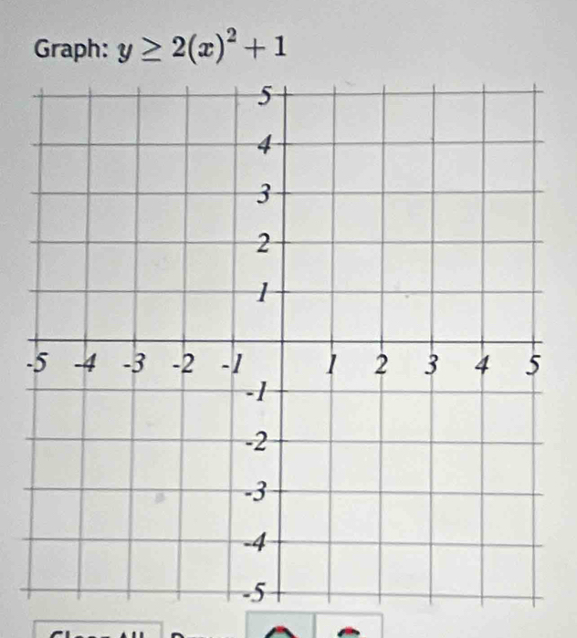 Graph: y≥ 2(x)^2+1
-