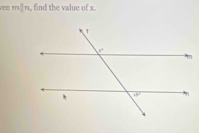 ven mparallel n , find the value of x.