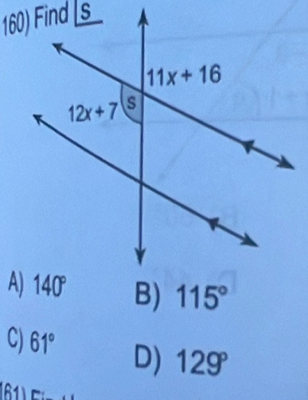 A)
C) 61°
D) 129°