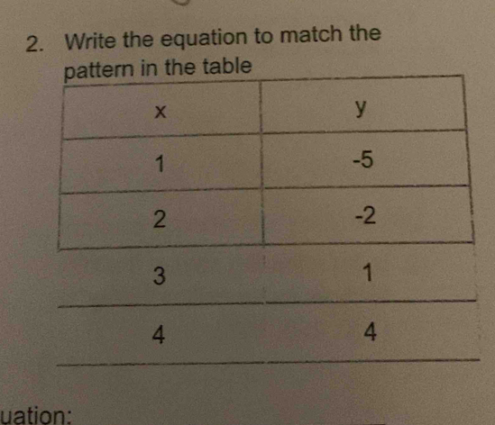 Write the equation to match the 
uation: