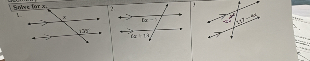 Solve for x.
3.
1.
L s d