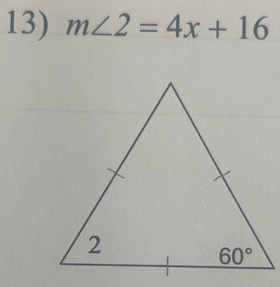 m∠ 2=4x+16