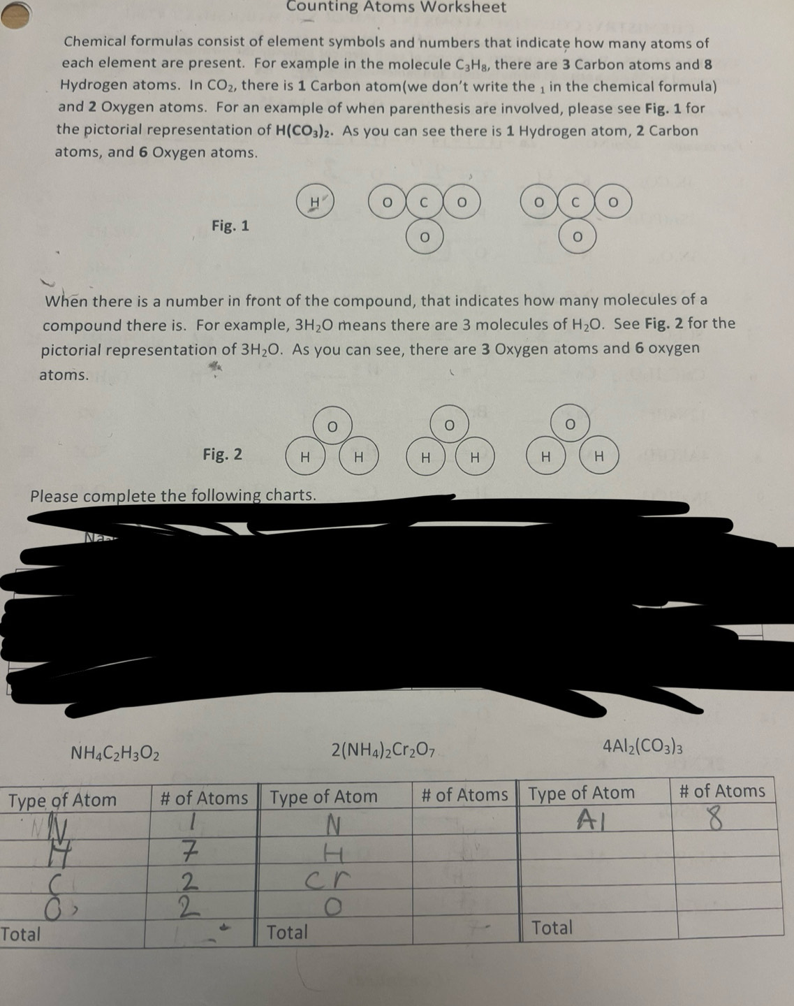 Solved: Counting Atoms Worksheet Chemical formulas consist of element  symbols and numbers that in [Chemistry], image size:1137x1440