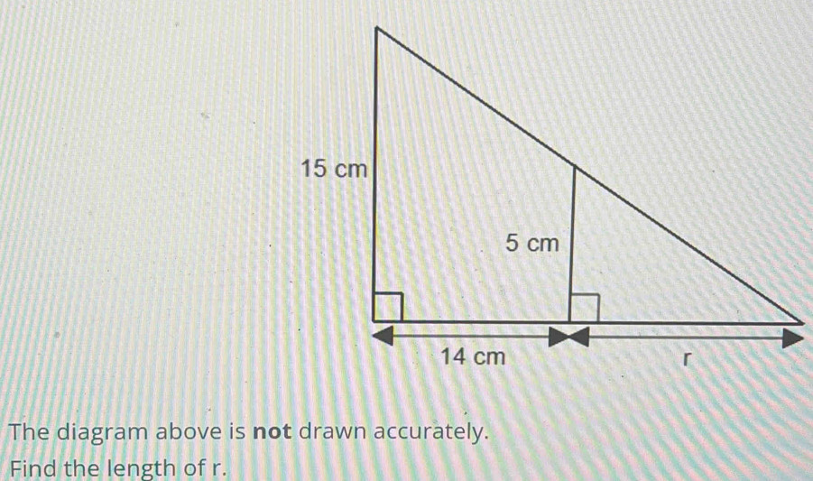 The diagram above is not drawn accurately. 
Find the length of r.