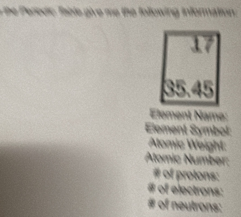 ole Thee oie we the Aciã e 
1 Namø 
Eement Symbol 
Atomic Weight: 
Atomic Number: 
# of protons: 
# of electrons: 
# of neutrons: