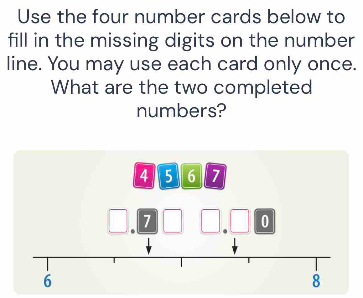 Solved: Use the four number cards below to fill in the missing digits ...