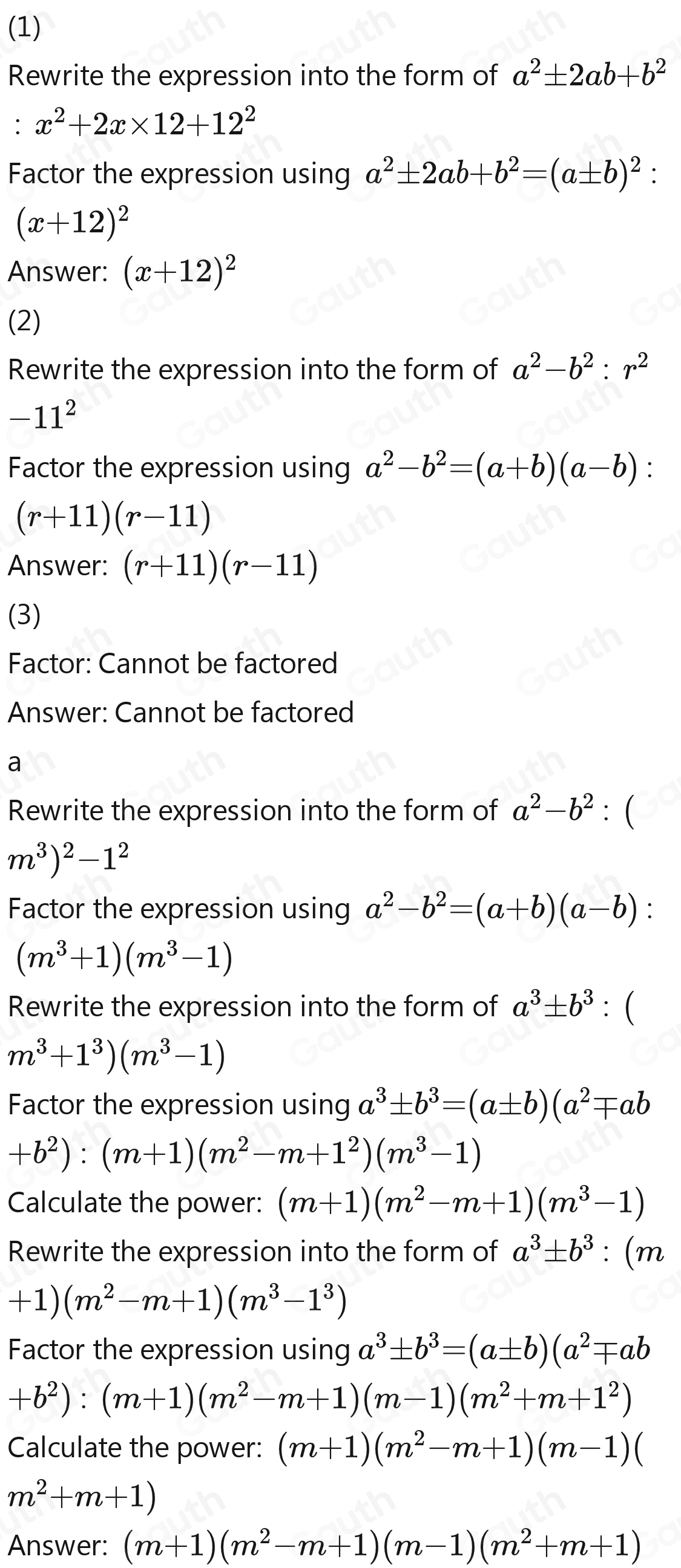 Solved: Dotermine if the polynomial is DOTS, SuD2C, or PST. Then ...