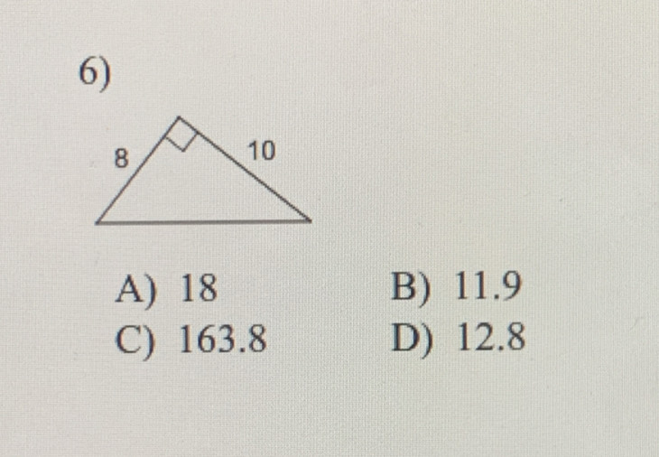 A) 18 B) 11.9
C) 163.8 D) 12.8