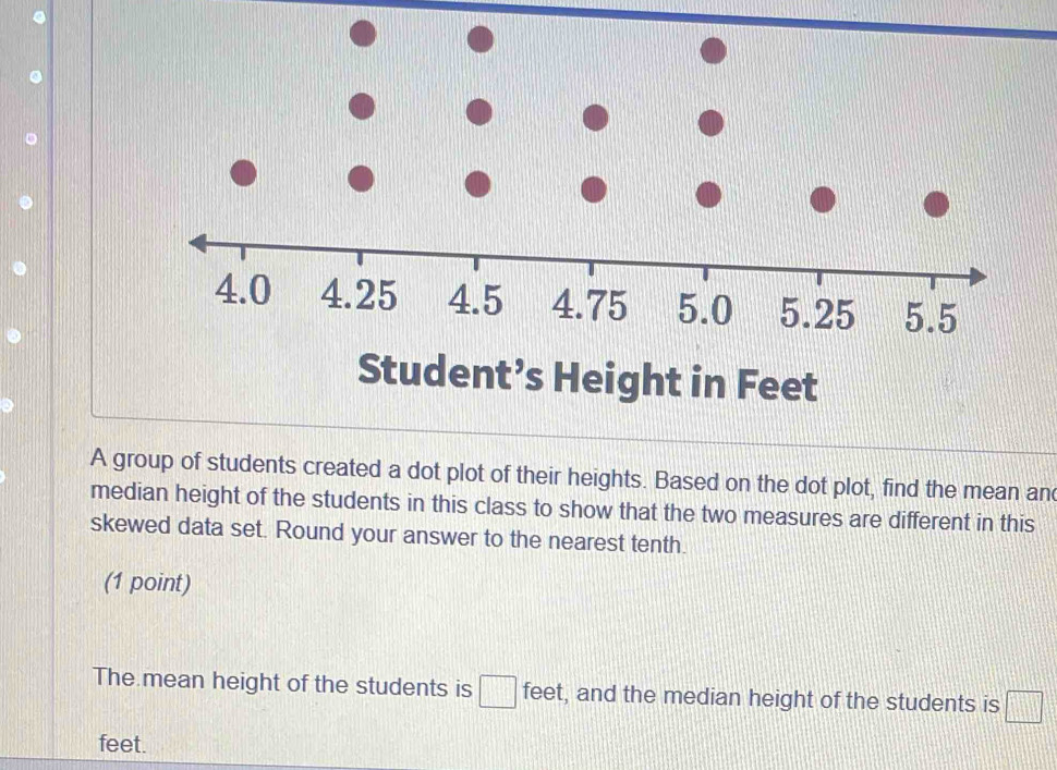 Solved: ent’s Height in Feet A group of students created a dot plot of ...