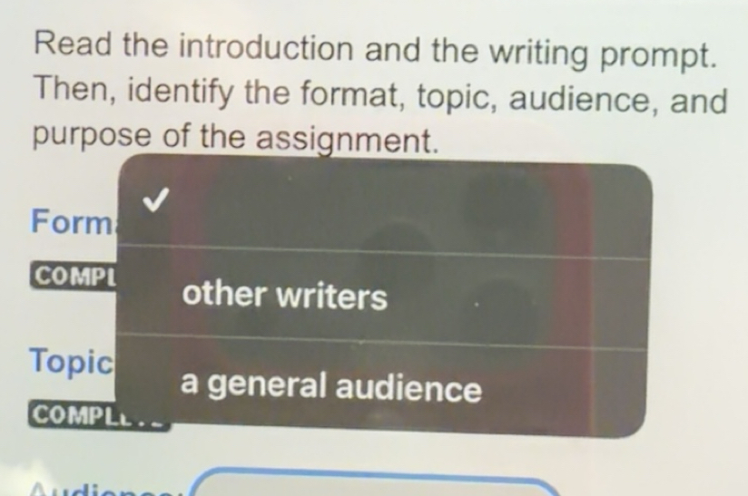 Solved: Read the introduction and the writing prompt. Then, identify ...