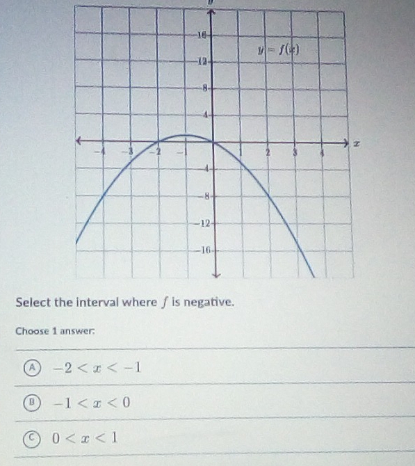 Select t
Choose 1 answer:
a -2
B -1
0