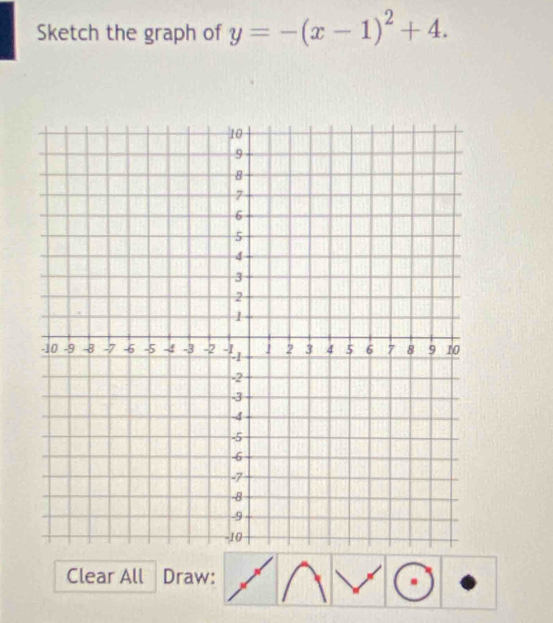 Sketch the graph of y=-(x-1)^2+4. 
Clear All Draw: .