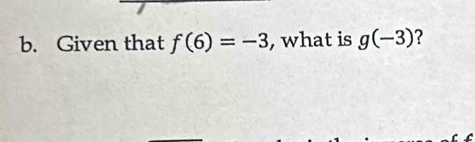 Given that f(6)=-3 , what is g(-3) ?