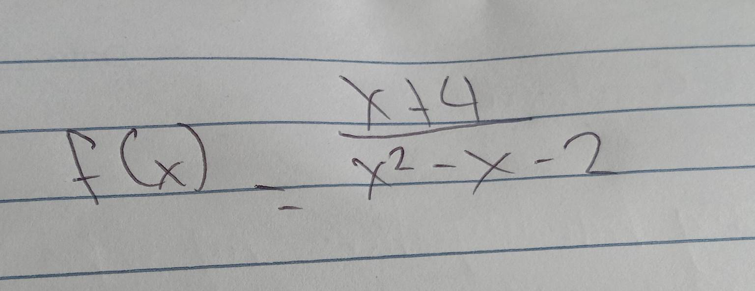 f(x)= (x+4)/x^2-x-2 