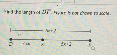 Find the length of overline DF. Figure is not drawn to scale.