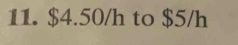 $4.50/h to $5/h