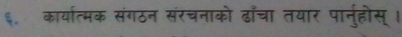 ६. कार्यात्मक संगठन संरचनाको ढाँचा तयार पानुहोस् ।