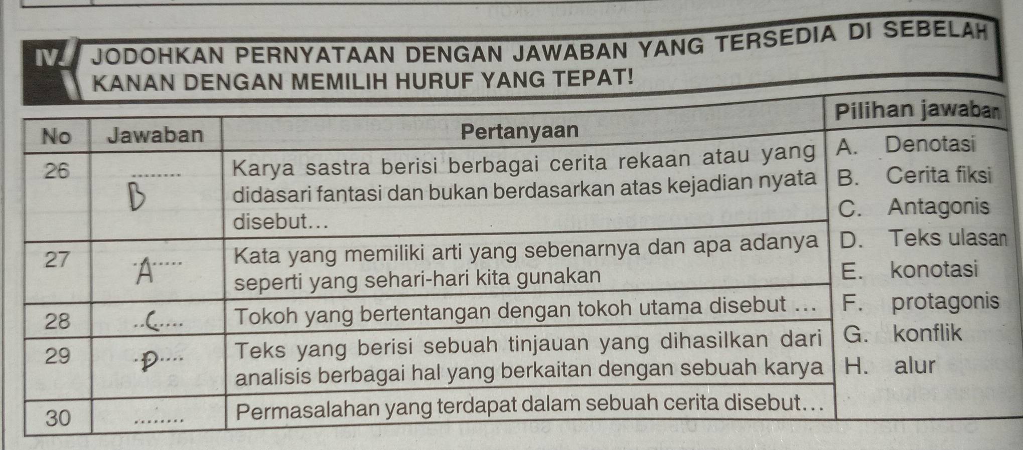 JODOHKAN PERNYATAAN DENGAN JAWABAN YANG TERSEDIA DI SEBELAH 
ANG TEPAT! 
n