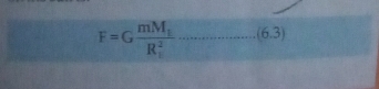 F=Gfrac mM_E(R_e)^2 _ (6.3)