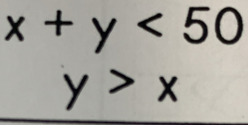 x+y<50</tex>
y>x