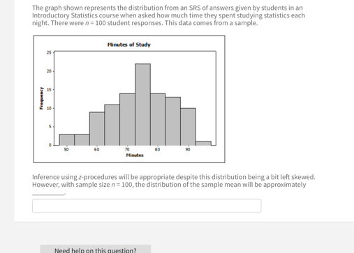Solved: The graph shown represents the distribution from an SRS of ...