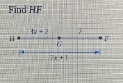 Find HF
3x+2 7
H
F
G
7x+1