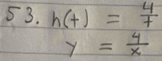 53· h(t)= 4/t 
y= 4/x 