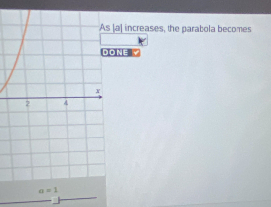 a| increases, the parabola becomes
NE