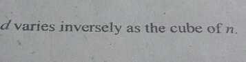 d varies inversely as the cube of n.