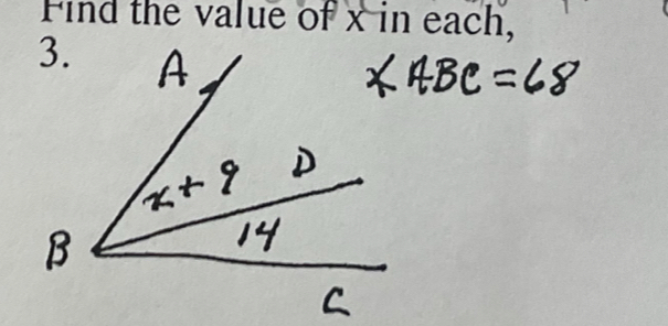 Find the value of x in each,