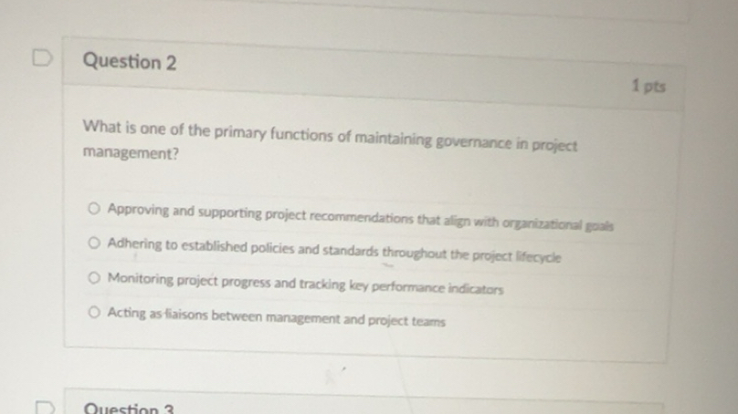 Solved: What is one of the primary functions of maintaining governance ...
