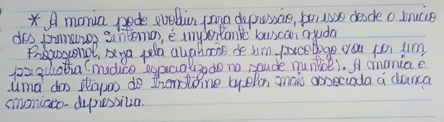 A monia pede evebin pana dypresscuo, ber uooe descle o unucce 
des pilres sentomos, e importonke buscai ayuda 
Preasonol, beya pela alatimas de Iim paccetogo you por um 
yo2 auotha (medice sspeca u3ndo no poude munboe). A morua e 
uma doo ilapos do tremoloine tpelon amais onsecada a darca 
smoniato-dupiessiza.