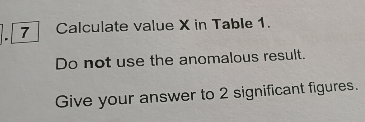 Solved: Calculate value X in Table 1. Do not use the anomalous result ...