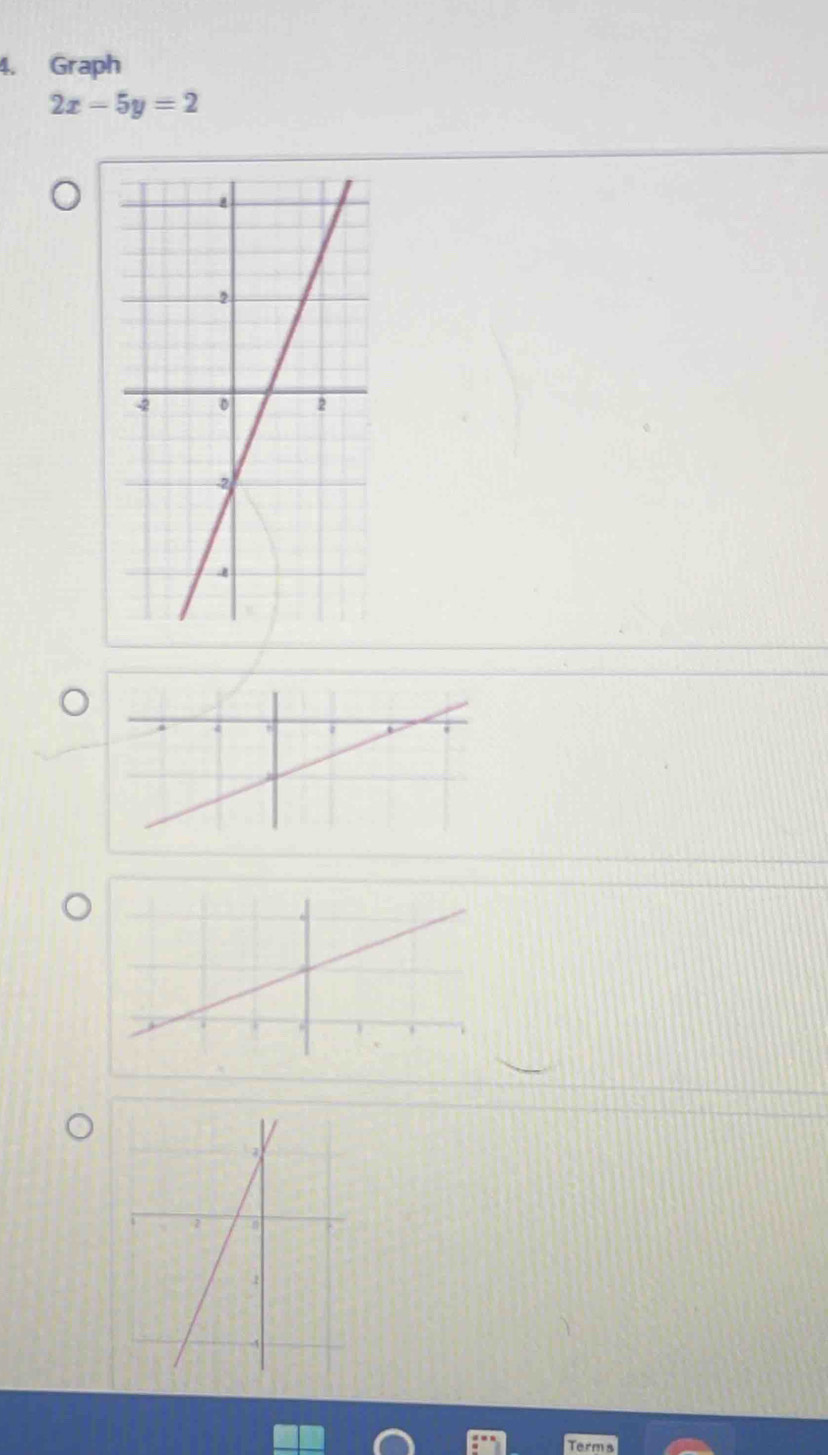 Graph
2x-5y=2
Term