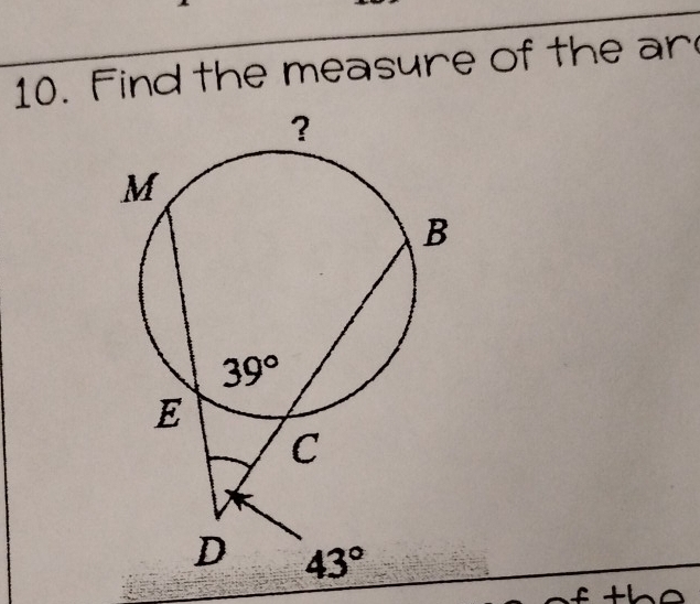 Find the measure of the ar