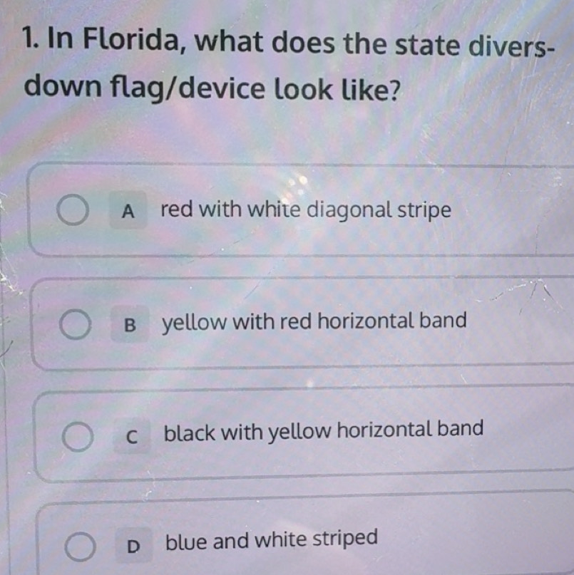 Risolto:In Florida, what does the state divers- down flag/device look ...