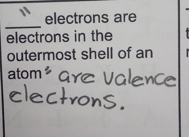 electrons are 
_ 
electrons in the 
outermost shell of an 
atom